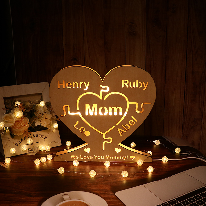 Custom wooden love lamp