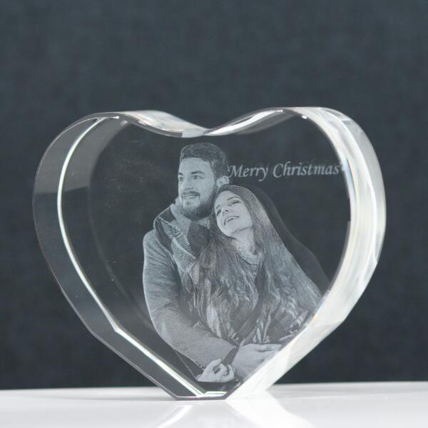 Personalized 3D Photo Engraved Heart Crystal Keepsake