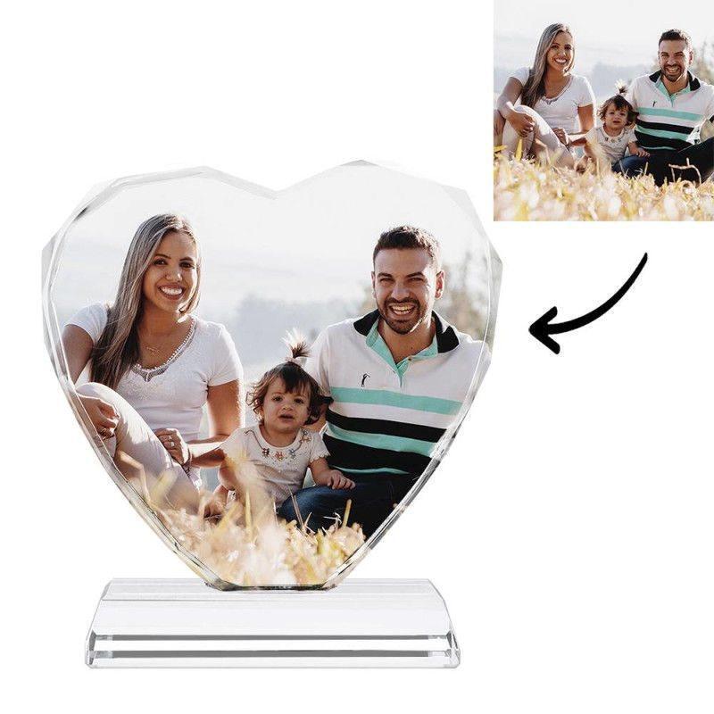 Custom Crystal Photo Frame Heart Shape Keepsake Gift